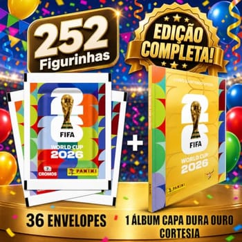 Kit C/ 1 Álbum Copa Do Mundo 2026 Capa Ouro + 36 Envelopes (252 figurinhas) FIFA Word Cup 2026