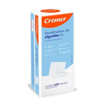 Cremer Algodão Quadrado Sem Perfume Pacote 100 Unidades