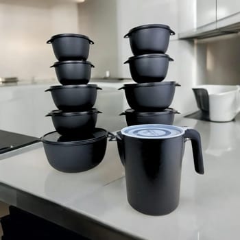 Kit Potes Herméticos Plástico BPA Free 1,8L + 10 Bowls Casa Bella Cozinha