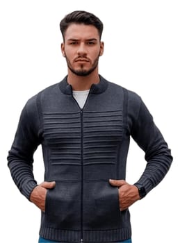 Jaqueta Masculina Blusa De Frio Malha Grossa Ziper E Bolso