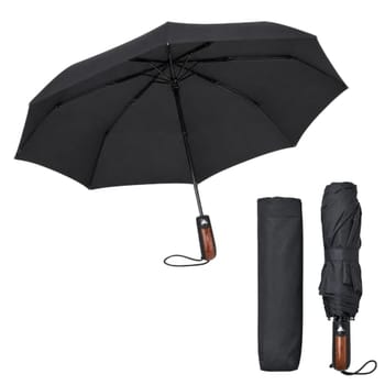 Guarda Chuva Automático Preto Médio Reforçado 8 Varetas Compacto Resistente Vento Sombrinha Portátil Proteção UV Moderno