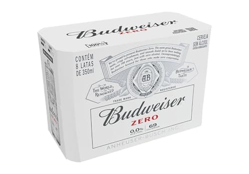 Cerveja Sem Álcool Budweiser, Lata 350ml, Pack com 8 unidades