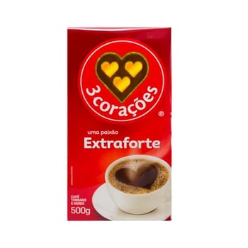 3 Corações Café Torrado e Moído Extra Forte, 500g vácuo