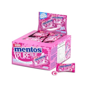 Mentos Pure Fruit Tutti-Frutti Goma de Mascar Sem Açúcar Sabor Tutti-Frutti - 120g | 60 Unidades Embaladas Individualmente