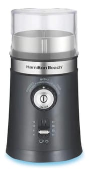 Moedor de Café Elétrico Hamilton Beach Ajustável Inox 150W Triturador Grãos Sementes Cuba Removível