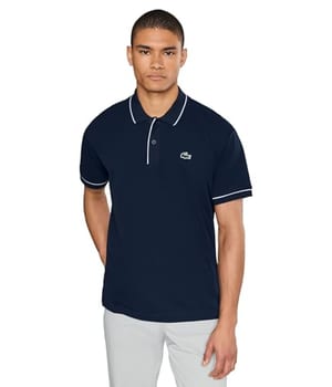 Lacoste, Camisa polo masculina, mini piqué reguladora de calor, azul marinho, GG