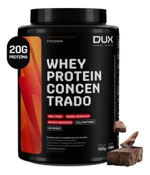 Whey Protein Concentrado - Pote 900g Dux Nutrition - Sabor Chocolate