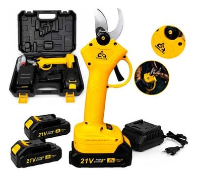 Tesoura Para Poda Elétrica 21v Com 2 Baterias Lâmina De Aço