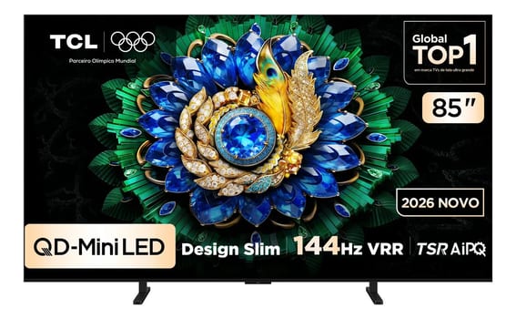 Smart TV TCL 85 Polegadas QLED Mini LED 4K A400M WiFi Bluetooth Google TV HDR10+ 144 Hz VRR 85A400M