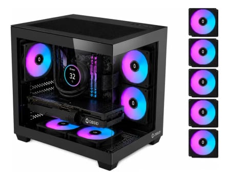 Gabinete Gamer Obsid Aquário Com 5 Cooler Fan Led Rgb