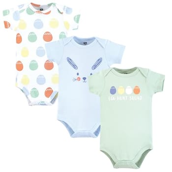Luvable Friends Hudson Baby Bodysuits pacote com 3, Caça ao ovo pastel, 9-12 Months