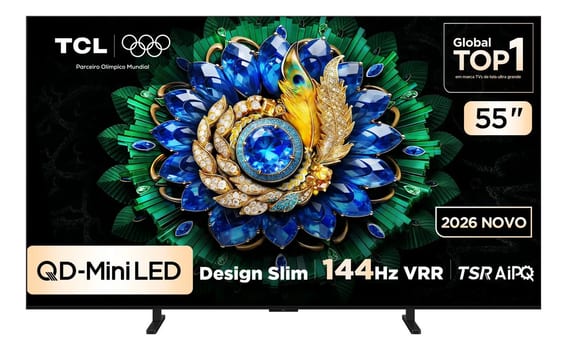Smart TV TCL 55 Polegadas QLED Mini LED 4K A400M WiFi Bluetooth Google TV HDR10+ 144 Hz VRR 55A400M