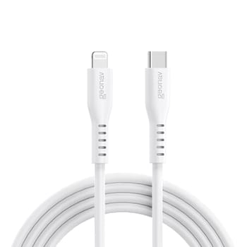 Geonav Cabo de Silicone USB-C para Lightning, carregamento até 38W, Silicone resistente, 1,5m, ESLICSWT, Branco