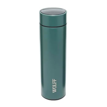 WOLFF - Garrafa Térmica de Aço Inox com Termômetro em Led 500ml Verde - Conserva Bebidas Quentes e Frias