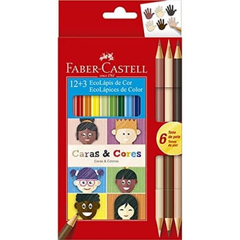 ECOLAPIS 12+3 CARAS & CORES, Faber-Castell, 120112CC, Tons de pele
