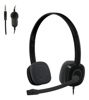 Headset com fio Logitech H151 com Microfone com Redução de Ruído - Preto