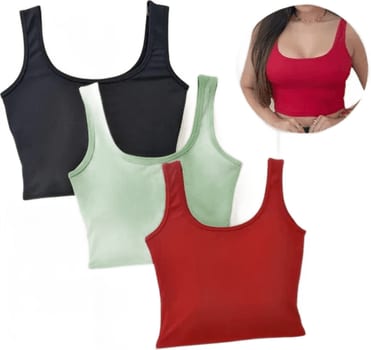 Kit 3 Peças Top Cropped Regata Blusinha Canelado Moda Gringa