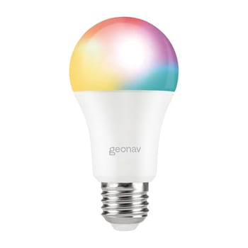Hi by Geonav Lâmpada Inteligente Led 9W, Wi-Fi, E27, Branco Frio/Quente/RGBW 16 milhões de cores, Dimerizável, Controle no Aplicativo, 810 Lúmens