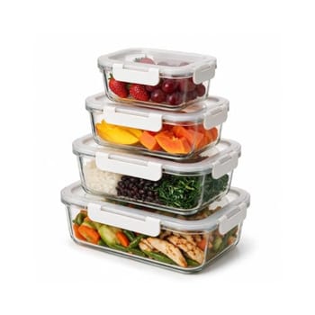 Oikos - Kit 4 Potes de Marmita 370ml, 630ml, 1L e 1,5L Hermético com Trava
