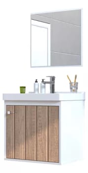Kit Conjunto Gabinete Balcao Banheiro Espelheira Cuba Veneto