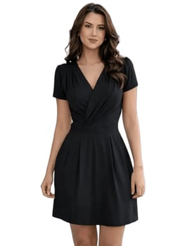 Vestido Decote Transpassado Envelope Manga Curta Soltinho