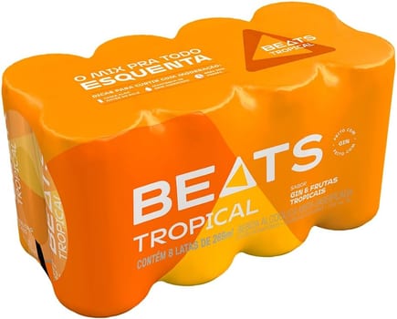 Bebida Mista Beats, Tropical, Lata 269ml, Pack com 8 unidades