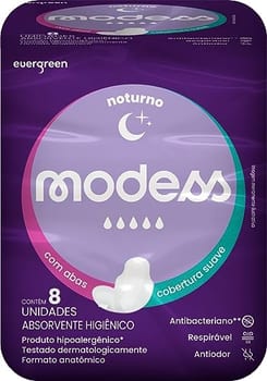 Ever Green Abs Modess Noturno C/Abas C/8 Und