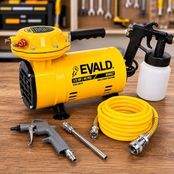 Compressor Ar Direto 1/2hp 350w 40 Psi Com Kit Bivolt Evald Amarelo