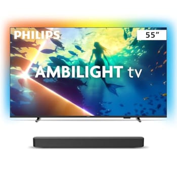 Philips Smart TV Ambilight 55" 4K, 55PUG8100/78 + Soundbar TAB4000, Aparelho de Áudio para TV, Bluetooth, HDMI ARC e USB