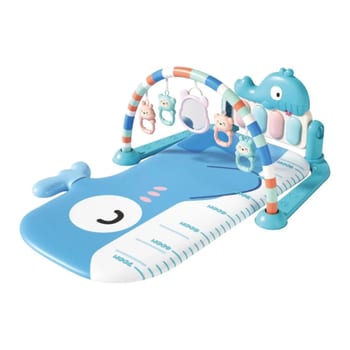 Tapete De Atividade Bebê 3D Ginásio Piano Musical Arco 5 Brinquedos Interativo Maxi Baby - AZUL