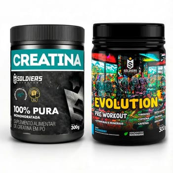 Creatina 300g + Pré-treino Blueberry Evolution 300g - Soldiers Nutrition