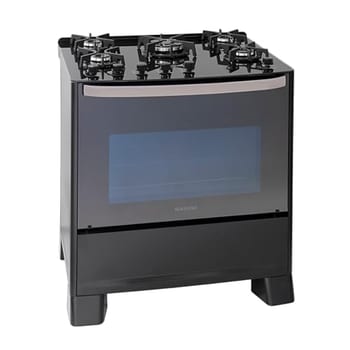 SUGGAR FOGÃO MASTER GRILL PRETO MESA DE VIDRO 5 BOCAS TRIPLA CHAMA GRILL 220V TREMPE FERRO FUNDIDO ACENDIMENTO SUPERAUTOMÁTICO FGVMTG512PT