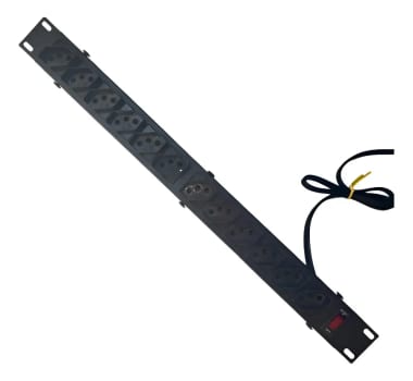 Regua Rack 19 Filtro Linha 10a 12 Tomadas Extensão Elétrica - Preto - Com Chave De Proteção Eletrônica Max Amper