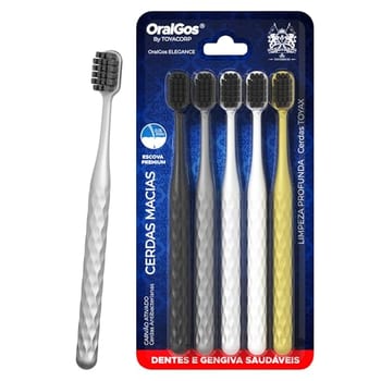 OralGos Escova de Dente Adulto, Macia, 5 Unidades para Gengivas Sensíveis