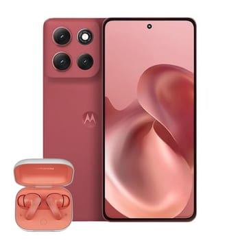 Smartphone Motorola Moto g86 5G Vermelho + Fone Bluetooth Buds - 256GB 24GB (8GB RAM+16GB Ram Boost) Tela 1.5K pOLED, 50MP Sony camera OIS Moto AI