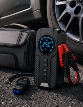 Auxiliar De Partida Para Carro Compressor De Ar Portátil 12V 4 funções em 1 Inflador Digital Calibrador De Pneu Power Bank Lanterna LED Emergência