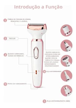 Depilador Feminino 4 Em 1 Elétrico Íntimo Buço Nariz Rosto Recarregável USB Bivolt