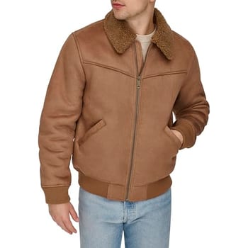 Levi's Jaqueta bomber masculina Shearling Western, Marrom claro, G