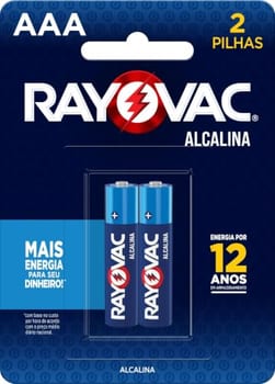Pilha, Rayovac, 20912, Azul, AAA, Palito, pacote de 2