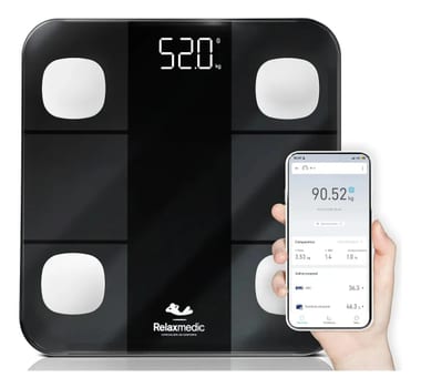 Balança Digital Corporal Bioimpedância Aplicativo Bluetooth Relaxmedic