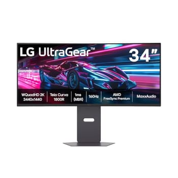 Monitor Gamer LG UltraGear™ Curvo 34G600A-B 34" QuadHD 2K, UltraWide 1800R, 160Hz, 1ms (MBR), AMD FreeSync™ Premium, HDR10, MaxxAudio