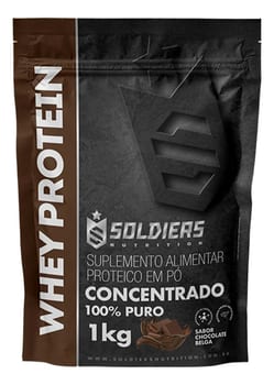 Whey Protein Concentrado 1kg Sabor Chocolate Belga Soldiers Nutrition Rico em Proteína Treino