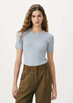 Blusa Feminina Manga Curta Canelada Em Tricô Hering