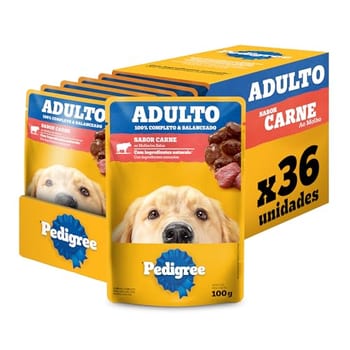 Pack Ração Úmida Pedigree Sachê Carne ao Molho para Cães Adultos 100 g - 36 unidades