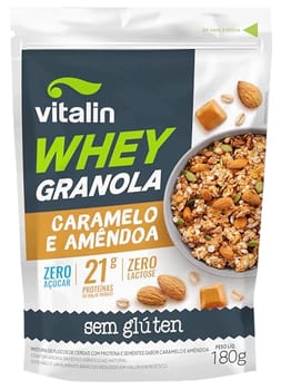 Vitalin Whey Granola Caramelo e Amendoa ZERO 180G