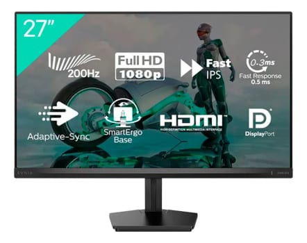 Monitor Gamer Philips Evnia 27'' 200hz 0,3ms Ips Full Hd Preto