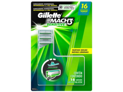 Carga para Aparelho de Barbear Gillette - Mach3 Sensitive 16 Cargas - Magazine Ofertaesperta