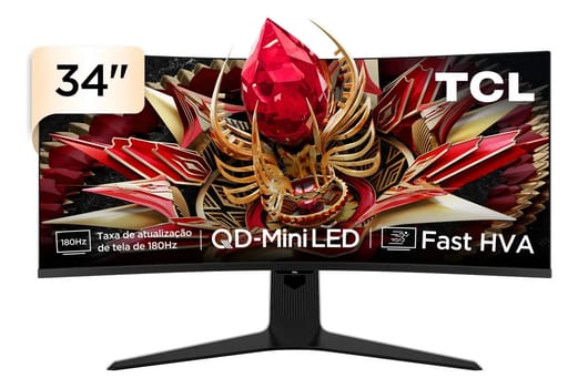 Monitor Gamer Curvo Tcl 34 Polegadas Qd-Mini Led Wqhd R83q 180hz 1ms (Gtg) Hdr 1400 Nits 34r83q