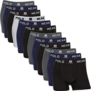 Kit 12 Cuecas Boxer Polo Wear Microfibra Sem Costura Atacado