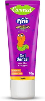 Carmed Fini Minhocas Gel Dental Com Flúor Sabor Maçã Verde 70g